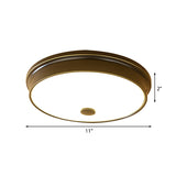 Round White Glass Flush Fixture Traditional LED Bedroom Ceiling Lighting in Black/Gold, 11"/12.5"/16" W Clearhalo 'Ceiling Lights' 'Close To Ceiling Lights' 'Close to ceiling' 'Flush mount' Lighting' 226785