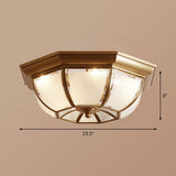 Bronze Finish Octagon Ceiling Lamp Traditional Frosted Glass Kitchen Flush Light Fixture Bronze 23.5" Clearhalo 'Ceiling Lights' 'Close To Ceiling Lights' 'Close to ceiling' 'Flush mount' Lighting' 2267895