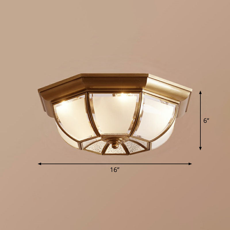 Bronze Finish Octagon Ceiling Lamp Traditional Frosted Glass Kitchen Flush Light Fixture Bronze 16" Clearhalo 'Ceiling Lights' 'Close To Ceiling Lights' 'Close to ceiling' 'Flush mount' Lighting' 2267897