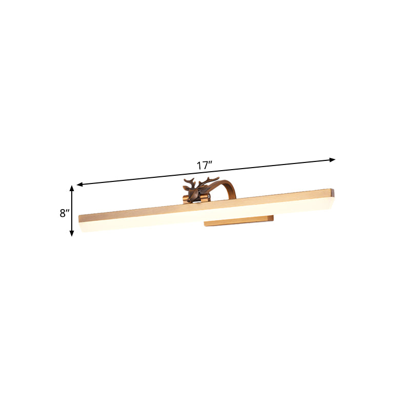 Arm Adjustable Led Wall Mount Light with Antler 17"/23"/31.5" Wide Acrylic Led Bathroom Lighting in Brass, Warm/White Light Clearhalo 'Vanity Lights' 'Wall Lights' Lighting' 226793