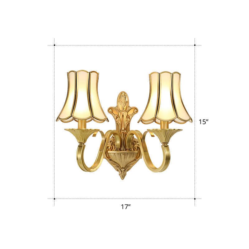 Bell Beveled Glass Wall Light Fixture Vintage Living Room Wall Mounted Lamp in Brass Clearhalo 'Wall Lamps & Sconces' 'Wall Lights' Lighting' 2267930