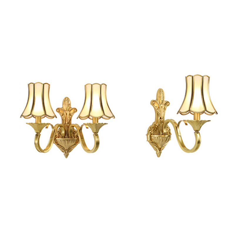 Bell Beveled Glass Wall Light Fixture Vintage Living Room Wall Mounted Lamp in Brass Clearhalo 'Wall Lamps & Sconces' 'Wall Lights' Lighting' 2267932