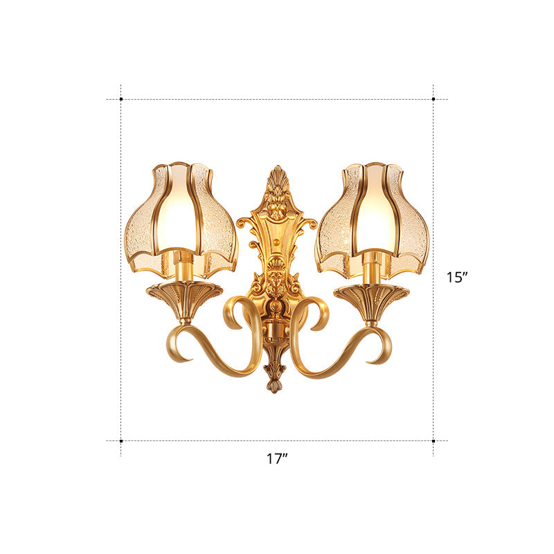 Beveled Glass Flared Shade Wall Lamp Simplicity Corridor Wall Light Fixture in Brass Clearhalo 'Wall Lamps & Sconces' 'Wall Lights' Lighting' 2267935