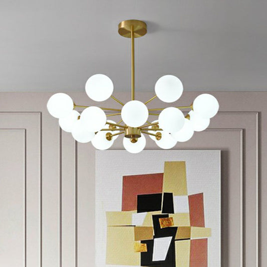 Postmodernism Bubbles Pendant Light Fixture Milk Glass Parlor Ceiling Chandelier in Gold Clearhalo 'Ceiling Lights' 'Chandeliers' 'Modern Chandeliers' 'Modern' Lighting' 2268159