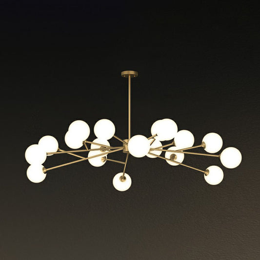 Postmodern Tree Branch Chandelier Milk Ball Glass Living Room Hanging Light in Gold 18 Gold Clearhalo 'Ceiling Lights' 'Chandeliers' 'Modern Chandeliers' 'Modern' Lighting' 2268184