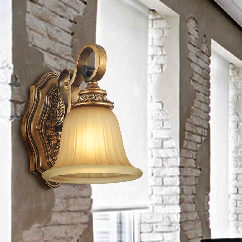 Prismatic Glass Gold Wall Sconce Bell Shade 1-Light Traditional Sconce Light for Foyer Gold Clearhalo 'Wall Lamps & Sconces' 'Wall Lights' Lighting' 226821