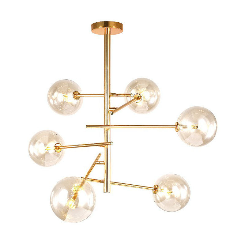 Nordic Style Ball Chandelier Clear Glass Living Room Suspension Light Fixture in Gold Clearhalo 'Ceiling Lights' 'Chandeliers' 'Modern Chandeliers' 'Modern' Lighting' 2268287