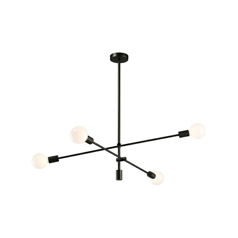 Exposed Bulb Design Chandelier Light Postmodern Metal Dining Room Ceiling Pendant with Adjustable Rod Arm 4 Black Clearhalo 'Ceiling Lights' 'Chandeliers' 'Modern Chandeliers' 'Modern' Lighting' 2268292