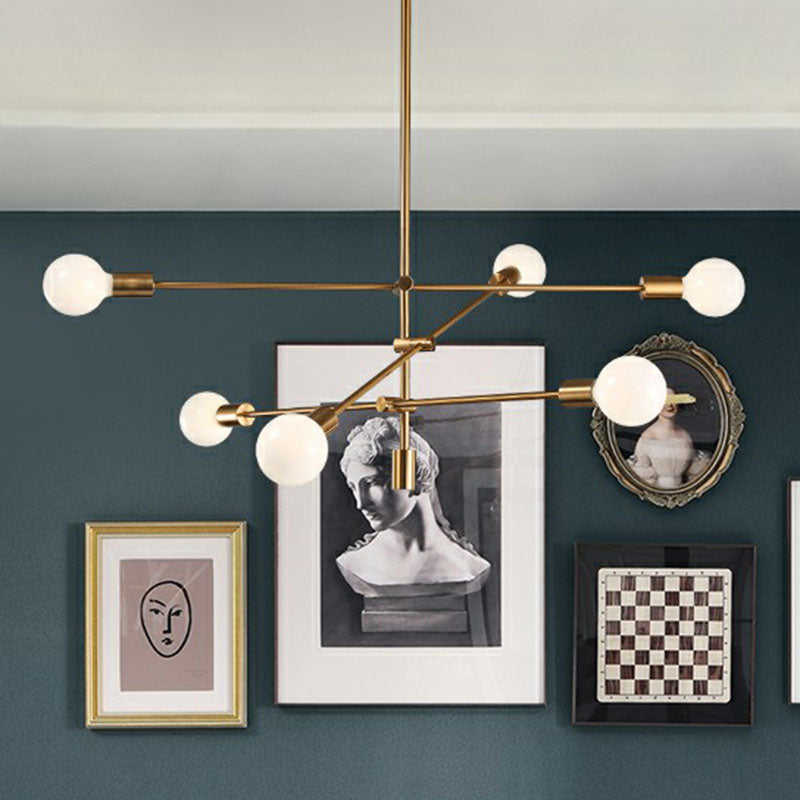 Exposed Bulb Design Chandelier Light Postmodern Metal Dining Room Ceiling Pendant with Adjustable Rod Arm Clearhalo 'Ceiling Lights' 'Chandeliers' 'Modern Chandeliers' 'Modern' Lighting' 2268293