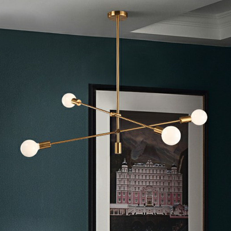 Exposed Bulb Design Chandelier Light Postmodern Metal Dining Room Ceiling Pendant with Adjustable Rod Arm Clearhalo 'Ceiling Lights' 'Chandeliers' 'Modern Chandeliers' 'Modern' Lighting' 2268295