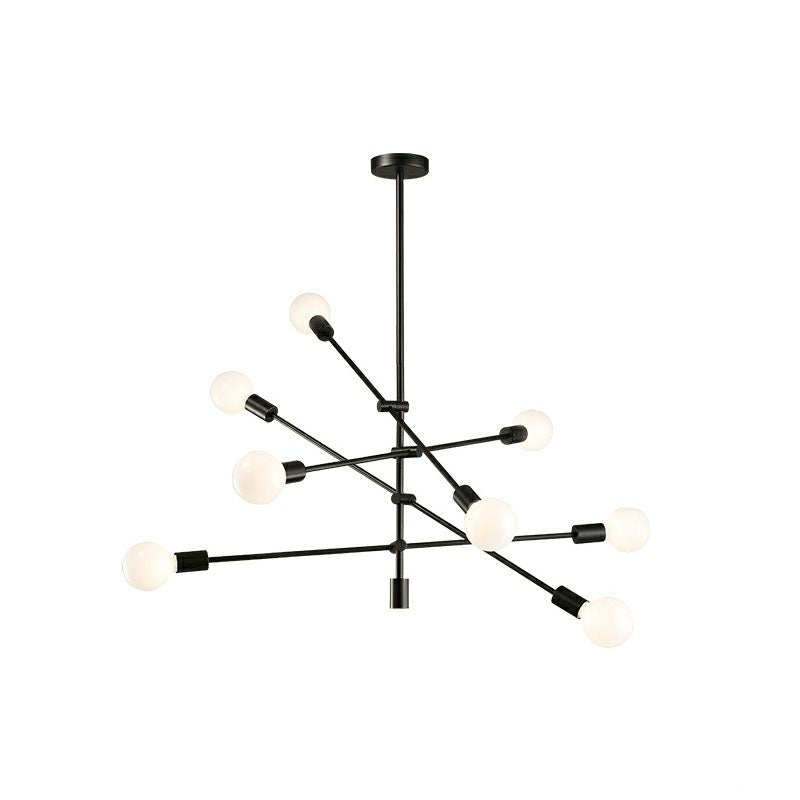 Exposed Bulb Design Chandelier Light Postmodern Metal Dining Room Ceiling Pendant with Adjustable Rod Arm 8 Black Clearhalo 'Ceiling Lights' 'Chandeliers' 'Modern Chandeliers' 'Modern' Lighting' 2268296