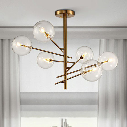 Ball Restaurant Chandelier Clear Glass Postmodern Style Suspension Light in Gold Clearhalo 'Ceiling Lights' 'Chandeliers' 'Modern Chandeliers' 'Modern' Lighting' 2268298