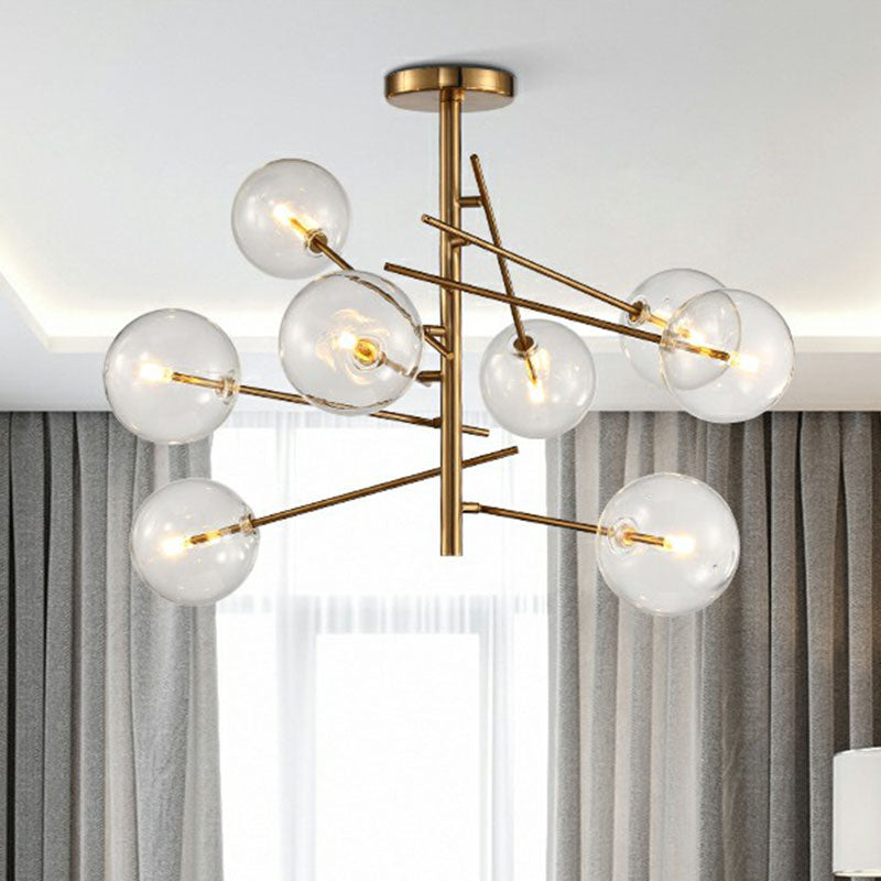Ball Restaurant Chandelier Clear Glass Postmodern Style Suspension Light in Gold Clearhalo 'Ceiling Lights' 'Chandeliers' 'Modern Chandeliers' 'Modern' Lighting' 2268303