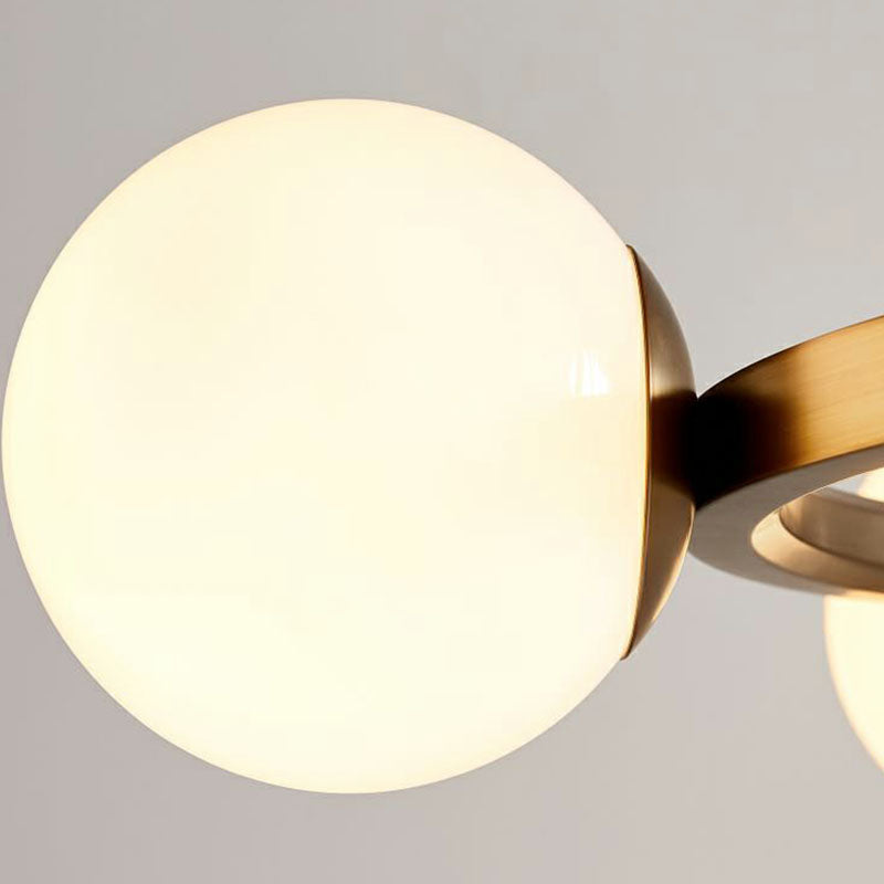 Minimalist Circular Chandelier Pendant Light Milky Ball Glass Living Room Ceiling Hand Lamp Clearhalo 'Ceiling Lights' 'Chandeliers' 'Modern Chandeliers' 'Modern' Lighting' 2268351