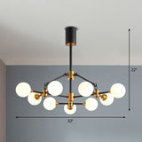 3D Opal Ball Glass Chandelier Postmodern Black and Brass Finish Suspension Light Fixture Clearhalo 'Ceiling Lights' 'Chandeliers' Lighting' options 2268359