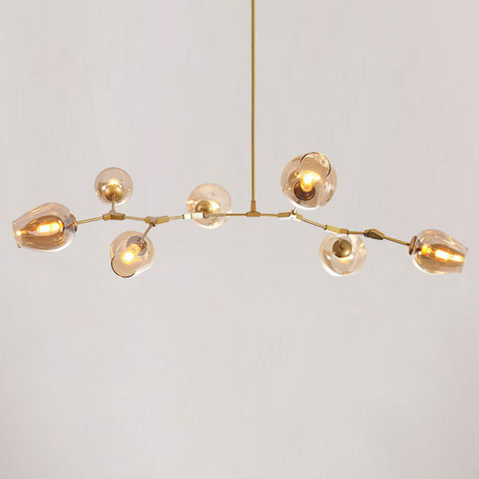 Nordic Molecular Hanging Lighting Dimple Glass 7 Heads Living Room Pendant Chandelier Clearhalo 'Ceiling Lights' 'Chandeliers' 'Modern Chandeliers' 'Modern' Lighting' 2268436