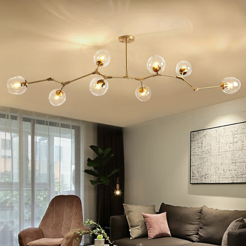 Postmodern DNA Hanging Ceiling Light Transparent Glass Living Room Chandelier in Gold Clearhalo 'Ceiling Lights' 'Chandeliers' 'Modern Chandeliers' 'Modern' Lighting' 2268440