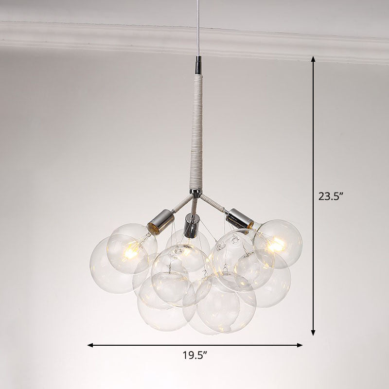 Bubble Chandelier Lighting Minimalist Transparent Glass Suspension Light for Living Room 3 White Clearhalo 'Ceiling Lights' 'Chandeliers' 'Glass shade' 'Glass' 'Modern Chandeliers' 'Modern' Lighting' 2268456