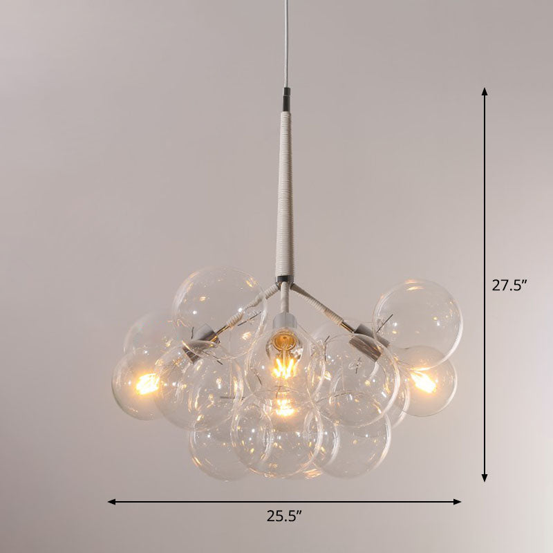 Bubble Chandelier Lighting Minimalist Transparent Glass Suspension Light for Living Room 4 White Clearhalo 'Ceiling Lights' 'Chandeliers' 'Glass shade' 'Glass' 'Modern Chandeliers' 'Modern' Lighting' 2268457