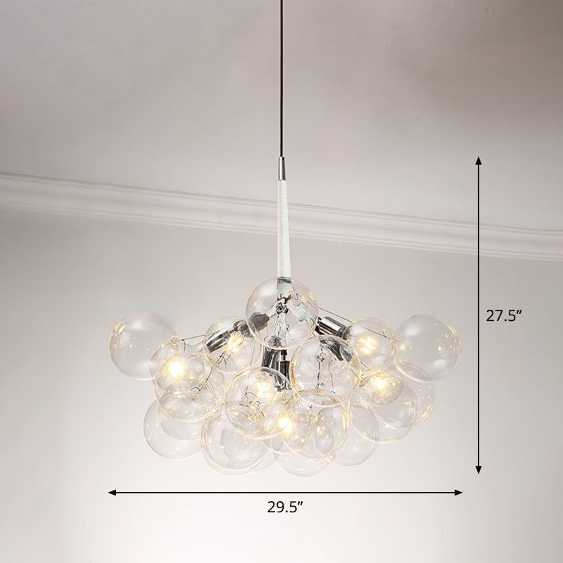 Bubble Chandelier Lighting Minimalist Transparent Glass Suspension Light for Living Room 6 White Clearhalo 'Ceiling Lights' 'Chandeliers' 'Glass shade' 'Glass' 'Modern Chandeliers' 'Modern' Lighting' 2268459