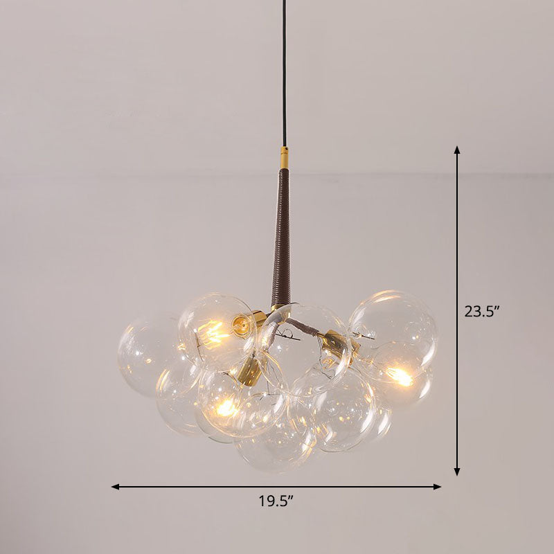 Bubble Chandelier Lighting Minimalist Transparent Glass Suspension Light for Living Room 3 Brown Clearhalo 'Ceiling Lights' 'Chandeliers' 'Glass shade' 'Glass' 'Modern Chandeliers' 'Modern' Lighting' 2268460
