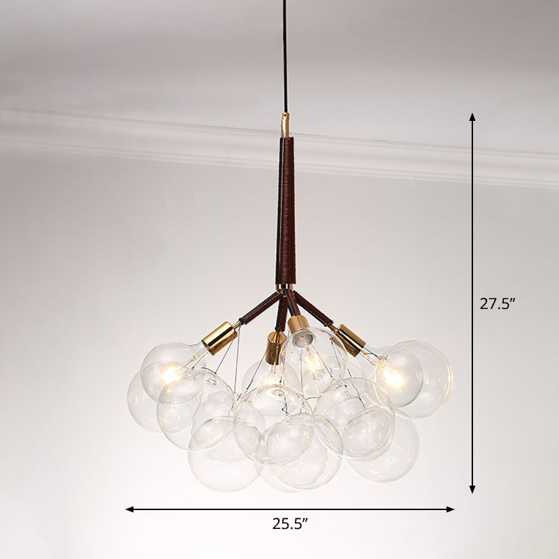 Bubble Chandelier Lighting Minimalist Transparent Glass Suspension Light for Living Room 4 Brown Clearhalo 'Ceiling Lights' 'Chandeliers' 'Glass shade' 'Glass' 'Modern Chandeliers' 'Modern' Lighting' 2268462