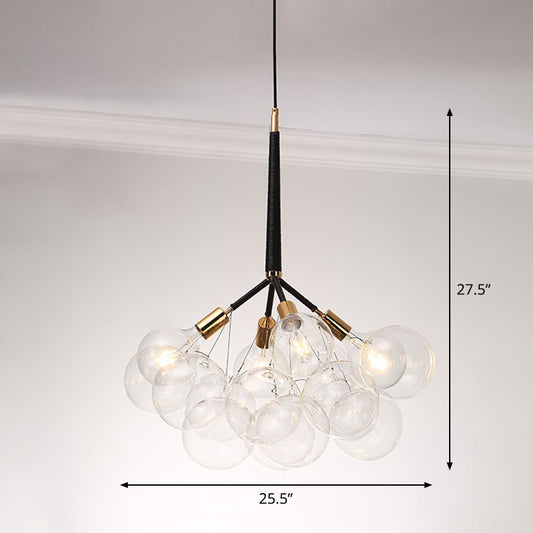Bubble Chandelier Lighting Minimalist Transparent Glass Suspension Light for Living Room 4 Black Clearhalo 'Ceiling Lights' 'Chandeliers' 'Glass shade' 'Glass' 'Modern Chandeliers' 'Modern' Lighting' 2268463