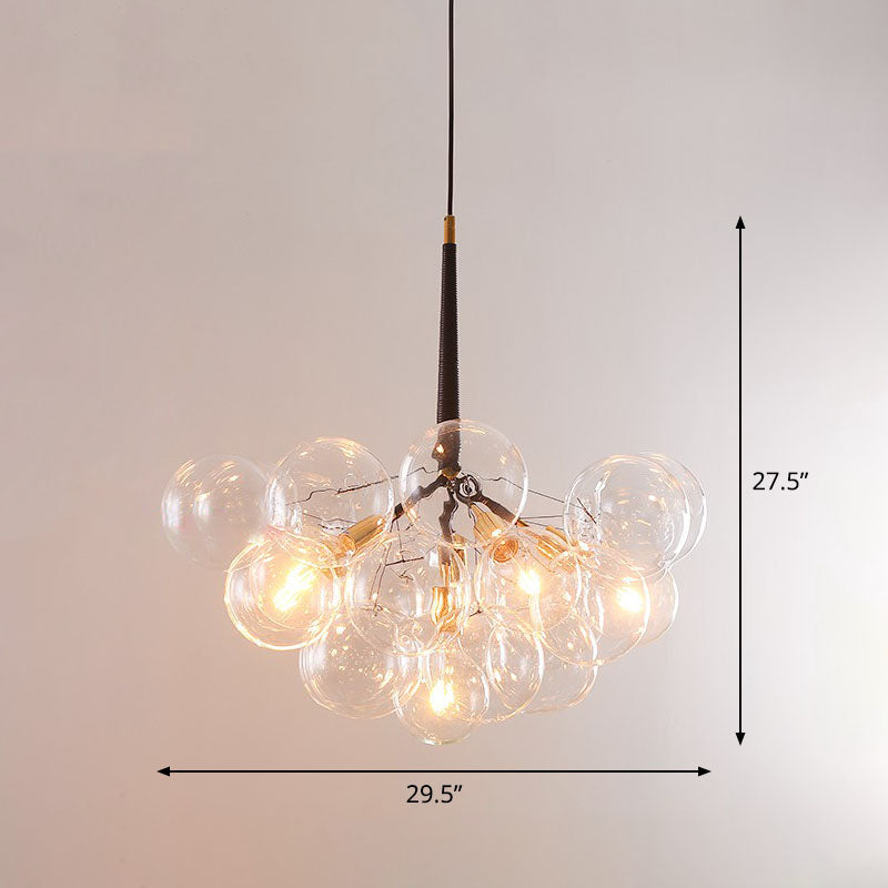 Bubble Chandelier Lighting Minimalist Transparent Glass Suspension Light for Living Room 6 Brown Clearhalo 'Ceiling Lights' 'Chandeliers' 'Glass shade' 'Glass' 'Modern Chandeliers' 'Modern' Lighting' 2268464