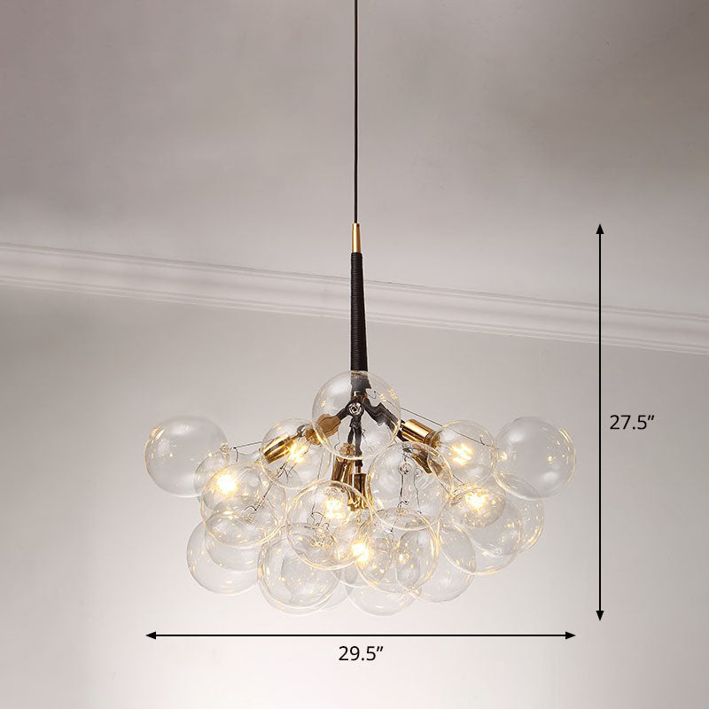 Bubble Chandelier Lighting Minimalist Transparent Glass Suspension Light for Living Room 6 Black Clearhalo 'Ceiling Lights' 'Chandeliers' 'Glass shade' 'Glass' 'Modern Chandeliers' 'Modern' Lighting' 2268465
