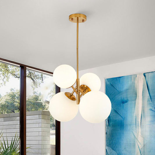 Multicolored Glass Bubbles Hanging Light Nordic Novelty 4-Head Gold Pendant Chandelier Clearhalo 'Ceiling Lights' 'Chandeliers' 'Modern Chandeliers' 'Modern' Lighting' 2268478