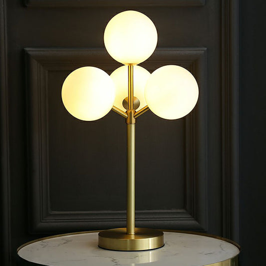 Gold Ball Tree Shaped Table Light Post-Modern 4 Lights Cream Glass Night Stand Lamp Gold Clearhalo 'Lamps' 'Table Lamps' Lighting' 2268665