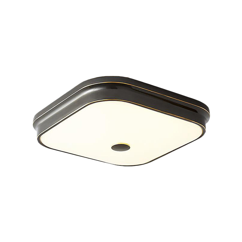 LED Flushmount Lighting Traditional Square Frosted Glass Ceiling Mounted Light in Black/Gold for Living Room, 11"/15"/19.5" W Clearhalo 'Ceiling Lights' 'Close To Ceiling Lights' 'Close to ceiling' 'Flush mount' Lighting' 226869