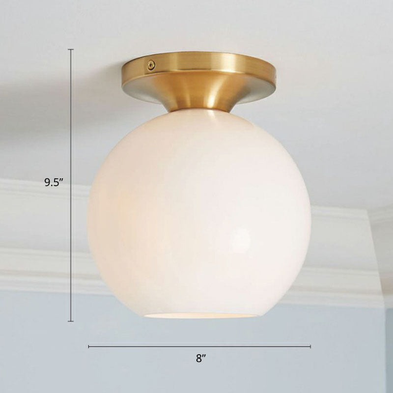 Minimalist Geometric Flushmount Light Glass 1 Bulb Balcony Semi-Flush Mount Ceiling Light Gold E Clearhalo 'Ceiling Lights' 'Close To Ceiling Lights' 'Close to ceiling' 'Semi-flushmount' Lighting' 2268821