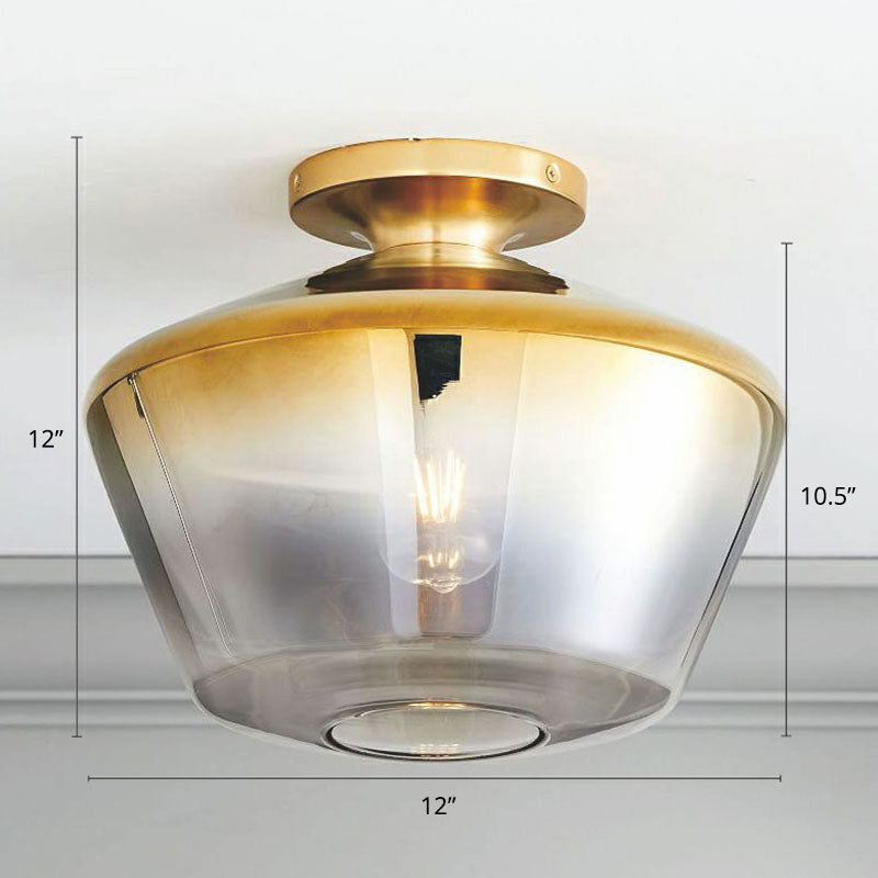 Minimalist Geometric Flushmount Light Glass 1 Bulb Balcony Semi-Flush Mount Ceiling Light Gold B Clearhalo 'Ceiling Lights' 'Close To Ceiling Lights' 'Close to ceiling' 'Semi-flushmount' Lighting' 2268823