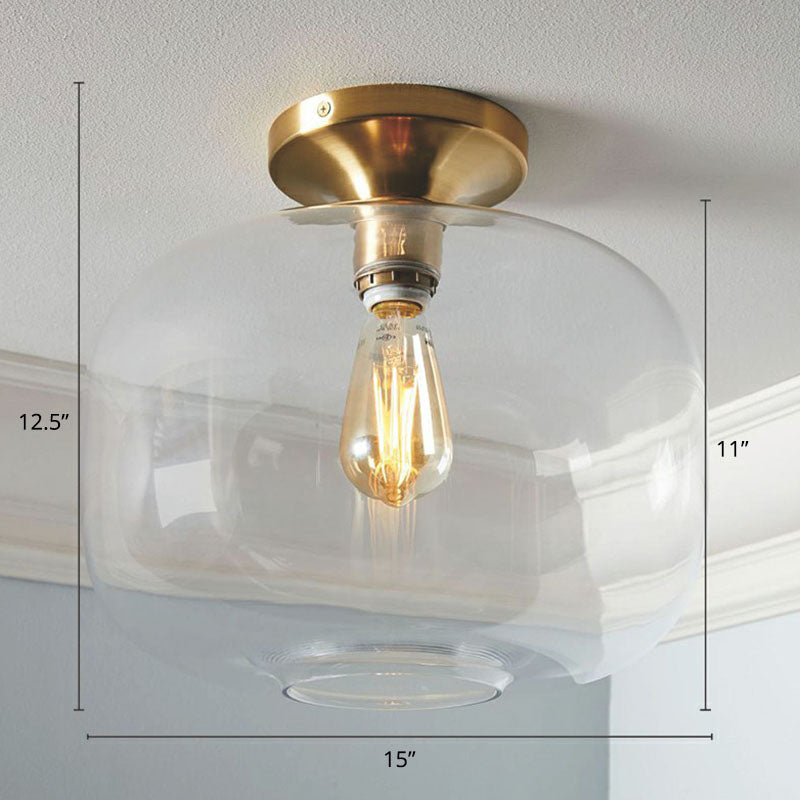 Minimalist Geometric Flushmount Light Glass 1 Bulb Balcony Semi-Flush Mount Ceiling Light Gold F Clearhalo 'Ceiling Lights' 'Close To Ceiling Lights' 'Close to ceiling' 'Semi-flushmount' Lighting' 2268833