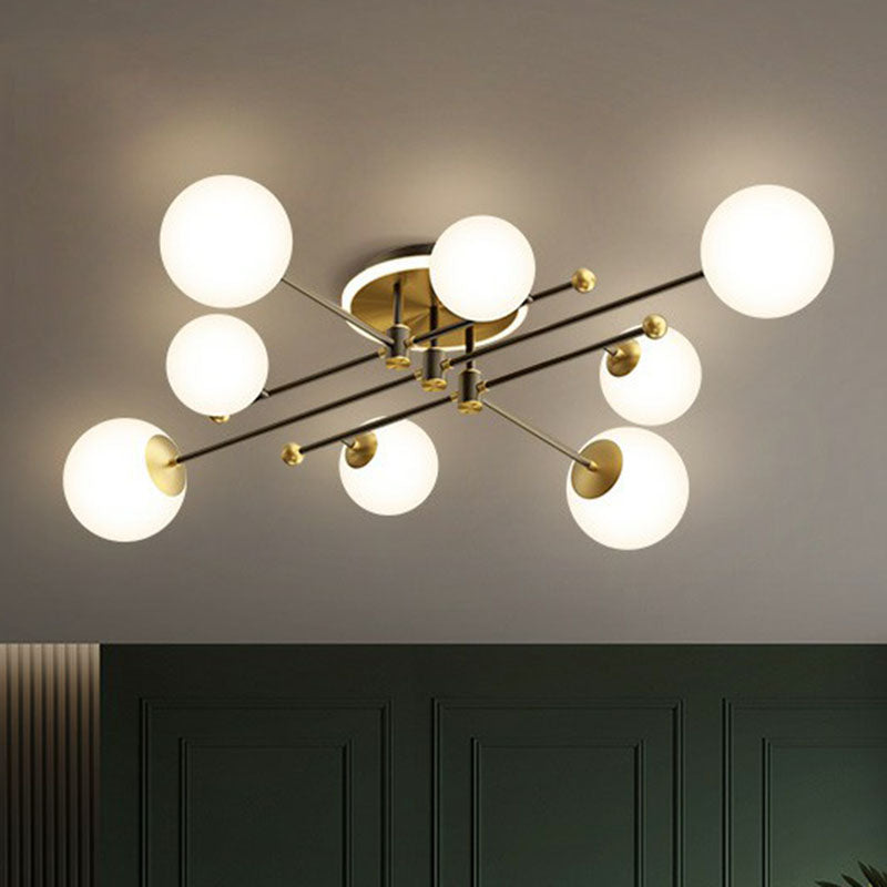 Molecular Semi Flush Mount Lamp Postmodern White Glass Ceiling Mount Chandelier in Gold 9 Gold Clearhalo 'Ceiling Lights' 'Close To Ceiling Lights' 'Close to ceiling' 'Semi-flushmount' Lighting' 2268978