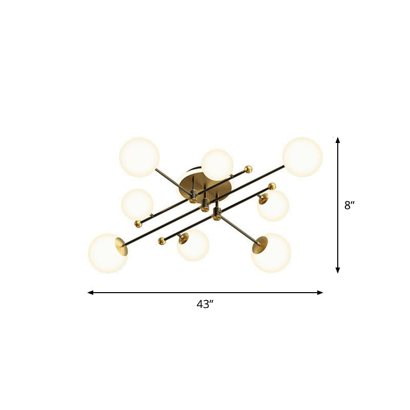 Molecular Semi Flush Mount Lamp Postmodern White Glass Ceiling Mount Chandelier in Gold Clearhalo 'Ceiling Lights' 'Close To Ceiling Lights' 'Close to ceiling' 'Semi-flushmount' Lighting' 2268980