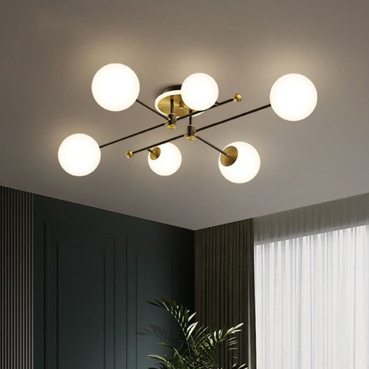 Molecular Semi Flush Mount Lamp Postmodern White Glass Ceiling Mount Chandelier in Gold 7 Gold Clearhalo 'Ceiling Lights' 'Close To Ceiling Lights' 'Close to ceiling' 'Semi-flushmount' Lighting' 2268981