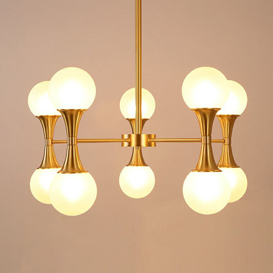 Gold Finish Molecule Chandelier Minimalistic Frosted White Glass Hanging Pendant Light 10 Gold Clearhalo 'Ceiling Lights' 'Chandeliers' 'Modern Chandeliers' 'Modern' Lighting' 2269118