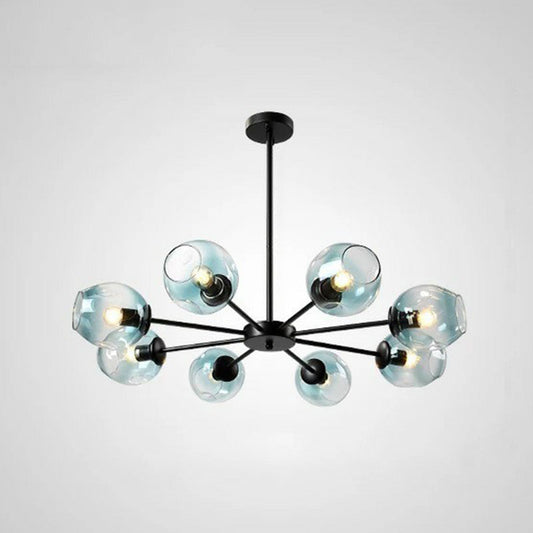 Dimple Glass Cup Hanging Lamp Postmodern Chandelier Light Fixture for Living Room 8 Black Blue Clearhalo 'Ceiling Lights' 'Chandeliers' 'Modern Chandeliers' 'Modern' Lighting' 2269163