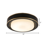 15"/19" W Black/Brass Drum Ceiling Light Fixture Classic Frosted Glass LED Bedroom Flush Mount in White/Warm Light Clearhalo 'Ceiling Lights' 'Close To Ceiling Lights' 'Lighting' 227003_0d0b1ea4-ba54-450e-9f5c-cce628aff58f