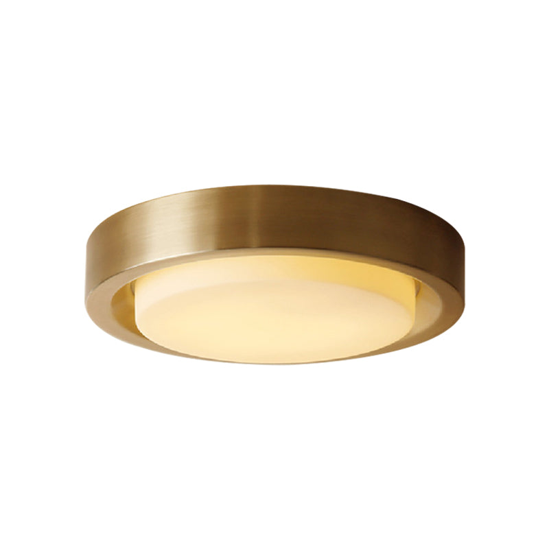 15"/19" W��Black/Brass��Drum Ceiling Light Fixture Classic��Frosted Glass��LED��Bedroom��Flush Mount��in��White/Warm��Light Clearhalo 'Ceiling Lights' 'Close To Ceiling Lights' 'Close to ceiling' 'Flush mount' Lighting' 227006