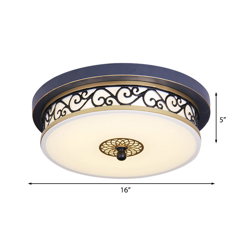 LED Living Room Ceiling Mounted Fixture Classic White Flush Light with Drum Frosted Glass Shade in��White/Warm��Light, 12"/16"/19.5" W Clearhalo 'Ceiling Lights' 'Close To Ceiling Lights' 'Close to ceiling' 'Flush mount' Lighting' 227011