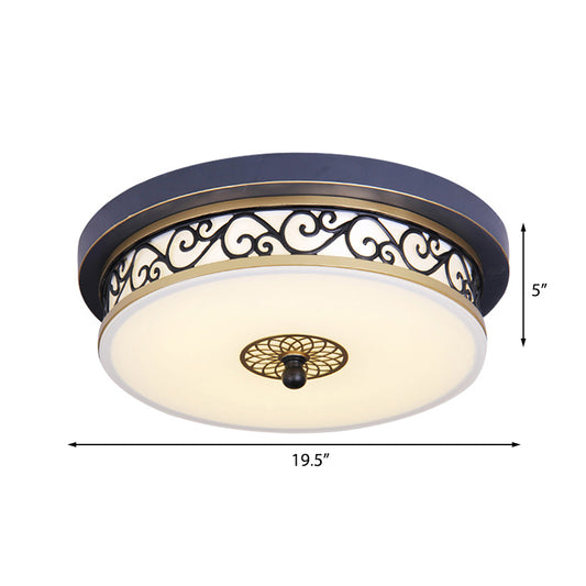 LED Living Room Ceiling Mounted Fixture Classic White Flush Light with Drum Frosted Glass Shade in��White/Warm��Light, 12"/16"/19.5" W Clearhalo 'Ceiling Lights' 'Close To Ceiling Lights' 'Close to ceiling' 'Flush mount' Lighting' 227012