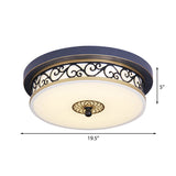 LED Living Room Ceiling Mounted Fixture Classic White Flush Light with Drum Frosted Glass Shade in��White/Warm��Light, 12"/16"/19.5" W Clearhalo 'Ceiling Lights' 'Close To Ceiling Lights' 'Close to ceiling' 'Flush mount' Lighting' 227012