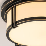 Black/Brass Drum Flush Mount Lamp Classic Frosted Glass LED Living Room Ceiling Light Fixture in Warm/White Light Clearhalo 'Ceiling Lights' 'Close To Ceiling Lights' 'Close to ceiling' 'Flush mount' Lighting' 227045