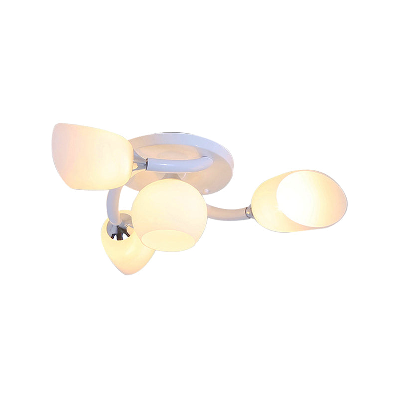 White 4/6/8 Lights Semi Mount Lighting Traditional Frosted Glass Oval Semi Flush Light for Living Room Clearhalo 'Ceiling Lights' 'Close To Ceiling Lights' 'Close to ceiling' 'Glass shade' 'Glass' 'Semi-flushmount' Lighting' 227150