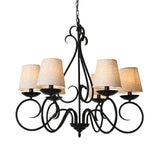 6 Lights Fabric Chandelier Light Traditional Coffee/Flaxen/White Conical Dining Room Hanging Light Fixture Clearhalo 'Ceiling Lights' 'Chandeliers' Lighting' options 227186