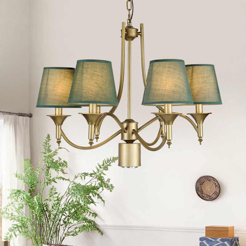 Nordic Empire Shade Chandelier Light Fixture 6 Lights White/Green/Army Green Fabric Hanging Ceiling Light Clearhalo 'Ceiling Lights' 'Chandeliers' Lighting' options 227187