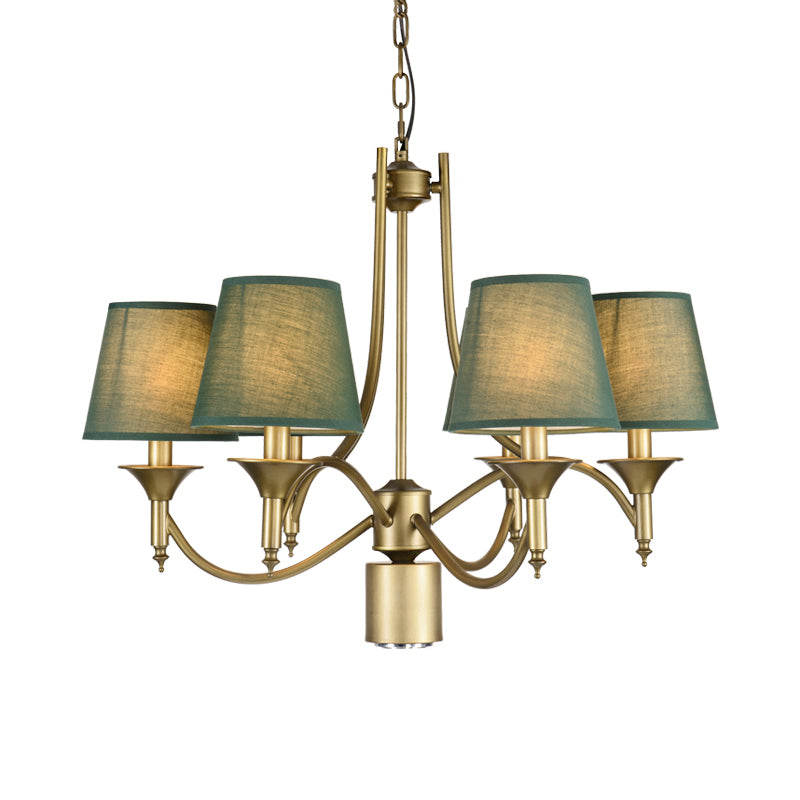 Nordic Empire Shade Chandelier Light Fixture 6 Lights White/Green/Army Green Fabric Hanging Ceiling Light Clearhalo 'Ceiling Lights' 'Chandeliers' Lighting' options 227189